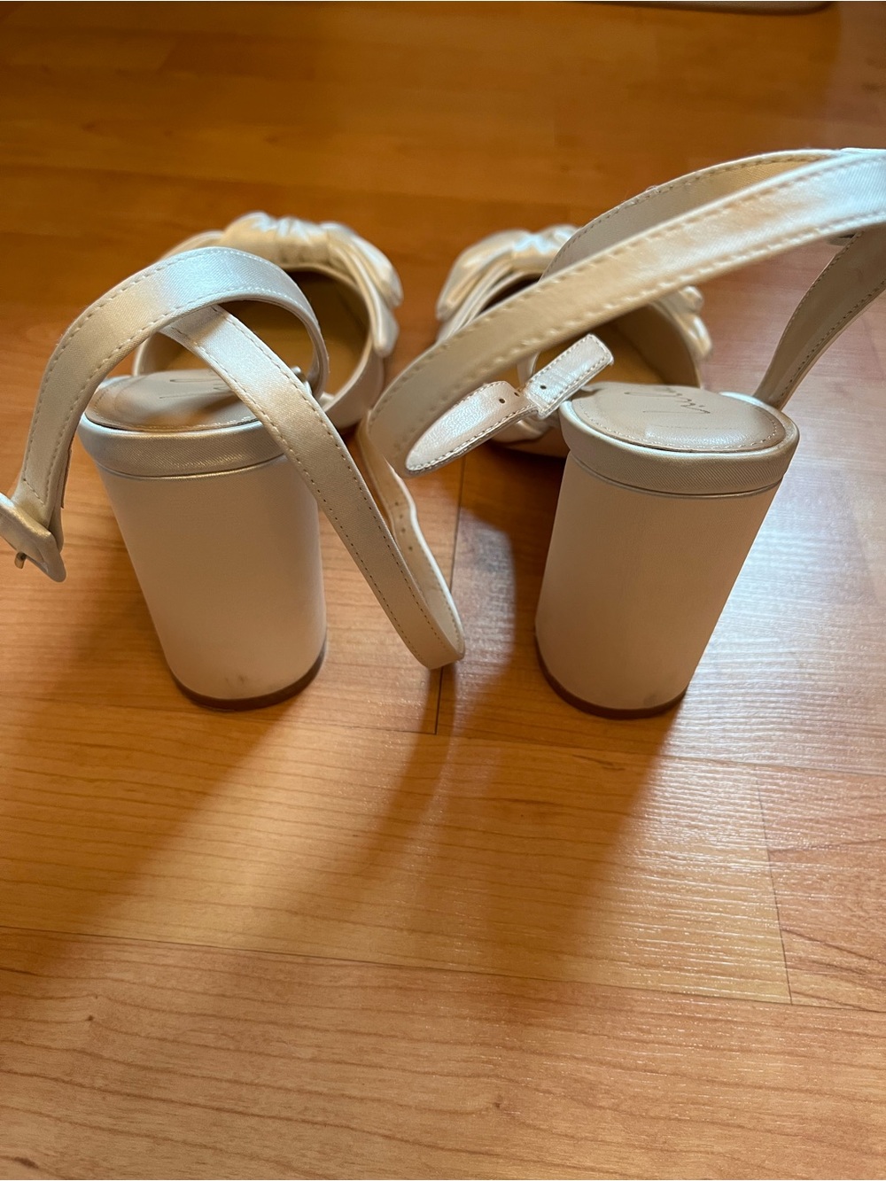 Lulu's Ivory Satin Knotted Pointed-Toe Ankle-Strap Heels - Picture 2 of 5
